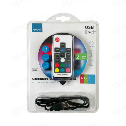 Светодиодная лента Apeyron 7,2W/m 30LED/m 2835SMD разноцветная 2х0,5M 10-70 Светодиодная лента Apeyron 7,2W/m 30LED/m 2835SMD разноцветная 2х0,5M 10-70