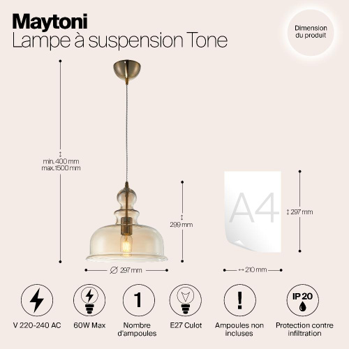 Подвесной светильник Maytoni Tone P001PL-01BZ Подвесной светильник Maytoni Tone P001PL-01BZ