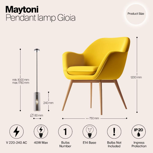 Подвесной светильник Maytoni Gioia P011PL-01CH Подвесной светильник Maytoni Gioia P011PL-01CH