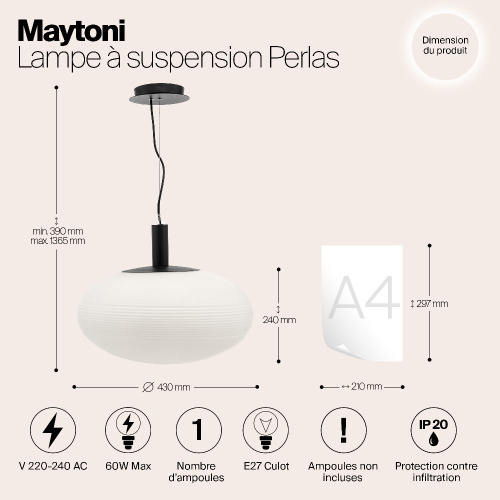 Подвесной светильник Maytoni Perlas P062PL-01W Подвесной светильник Maytoni Perlas P062PL-01W