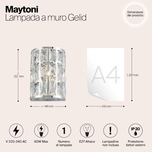 Настенный светильник Maytoni Gelid MOD184-WL-01-CH Настенный светильник Maytoni Gelid MOD184-WL-01-CH