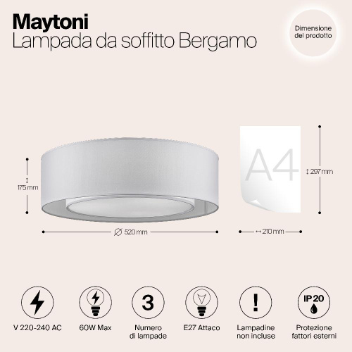 Потолочный светильник Maytoni Bergamo MOD617CL-04GR Потолочный светильник Maytoni Bergamo MOD617CL-04GR