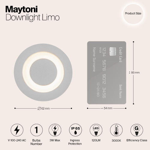Встраиваемый светодиодный светильник Maytoni Limo O037-L3W3K Встраиваемый светодиодный светильник Maytoni Limo O037-L3W3K