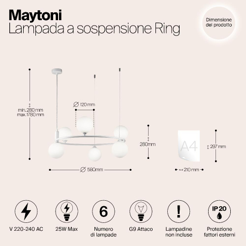 Подвесной светильник Maytoni MOD013PL-06W Подвесной светильник Maytoni MOD013PL-06W
