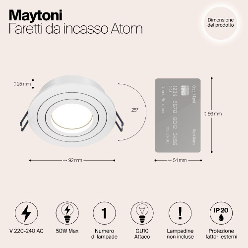 Встраиваемый светильник Maytoni Atom DL023-2-01W Встраиваемый светильник Maytoni Atom DL023-2-01W