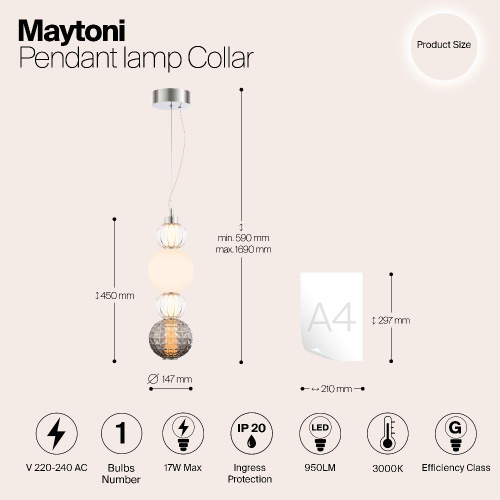 Подвесной светодиодный светильник Maytoni Collar P069PL-L17CH3K Подвесной светодиодный светильник Maytoni Collar P069PL-L17CH3K