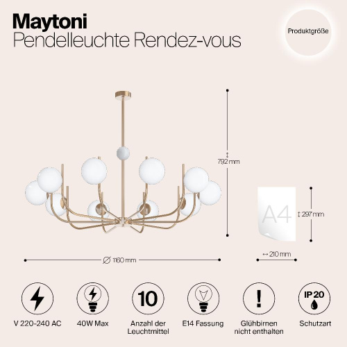 Подвесная люстра Maytoni Rendez-Vous MOD109PL-10BS Подвесная люстра Maytoni Rendez-Vous MOD109PL-10BS