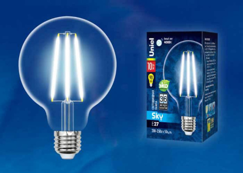 Лампа светодиодная филаментная (UL-00004863) Uniel E27 10W 4000K прозрачная LED-G95-10W/4000K/E27/CL PLS02WH Лампа светодиодная филаментная (UL-00004863) Uniel E27 10W 4000K прозрачная LED-G95-10W/4000K/E27/CL PLS02WH