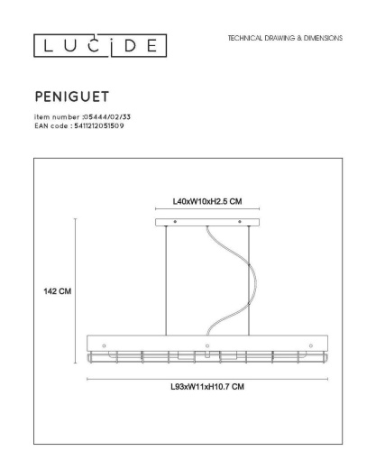 Подвесной светильник Lucide Peniguet 05444/02/33 Подвесной светильник Lucide Peniguet 05444/02/33