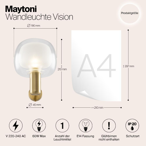 Бра Maytoni Vision MOD411WL-01G Бра Maytoni Vision MOD411WL-01G
