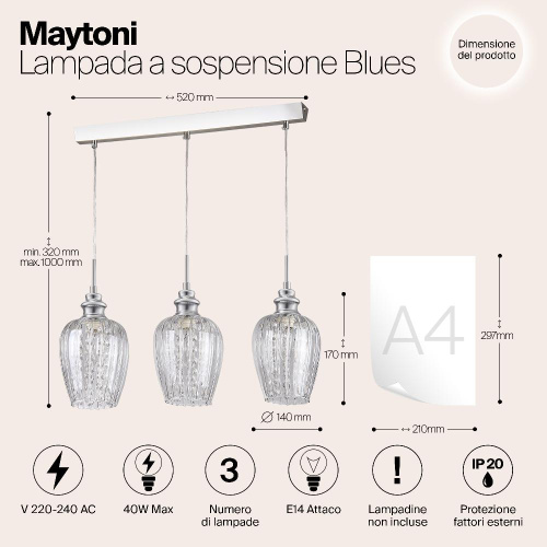 Подвесной светильник Maytoni Blues MOD044-PL-03-N Подвесной светильник Maytoni Blues MOD044-PL-03-N