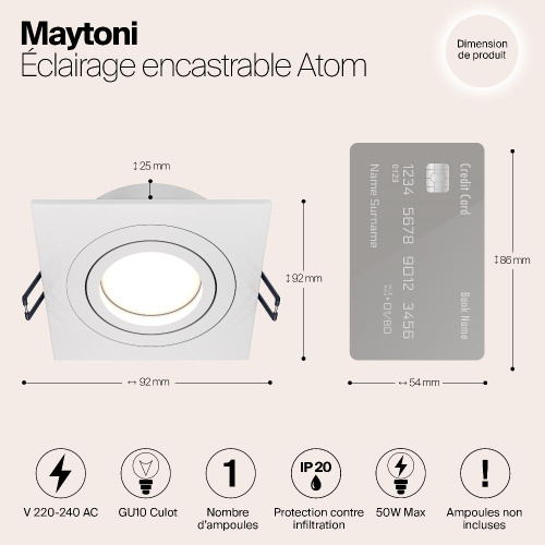 Встраиваемый светильник Maytoni Atom DL024-2-01W Встраиваемый светильник Maytoni Atom DL024-2-01W