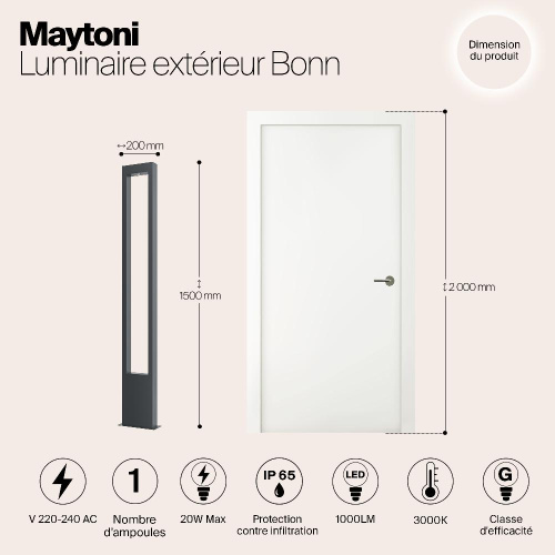 Уличный светодиодный светильник Maytoni Bonn O425FL-L20GF Уличный светодиодный светильник Maytoni Bonn O425FL-L20GF