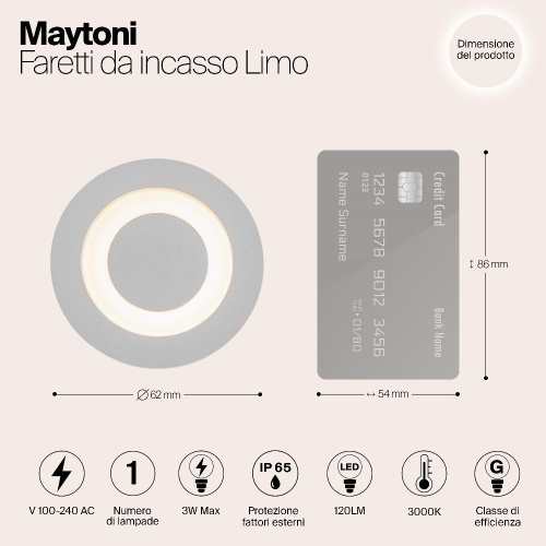 Встраиваемый светодиодный светильник Maytoni Limo O037-L3W3K Встраиваемый светодиодный светильник Maytoni Limo O037-L3W3K