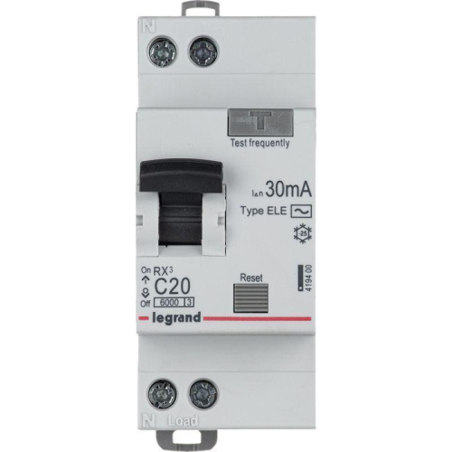 Выключатель автоматический дифференциального тока Legrand RX3 2П 20А 6кА AC 419400 Выключатель автоматический дифференциального тока Legrand RX3 2П 20А 6кА AC 419400