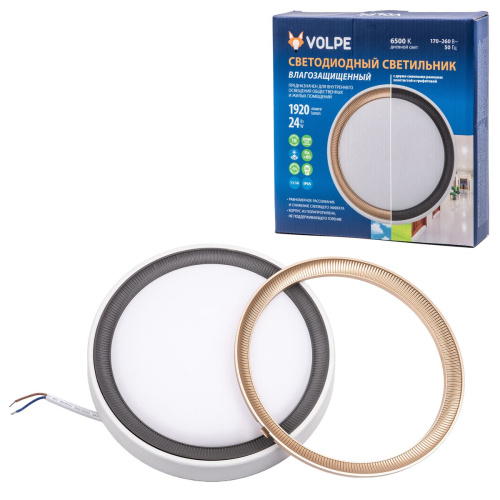Накладной светодиодный светильник Volpe ULW-Q281 24W/6500K/F20 IP65 White UL-00012355 Накладной светодиодный светильник Volpe ULW-Q281 24W/6500K/F20 IP65 White UL-00012355