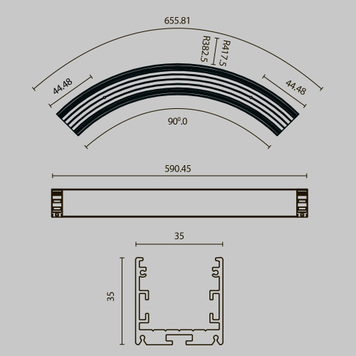 Комплектующие к светодиодной ленте Led Strip ALM-3535R-B-D-90°-0.8M Комплектующие к светодиодной ленте Led Strip ALM-3535R-B-D-90°-0.8M