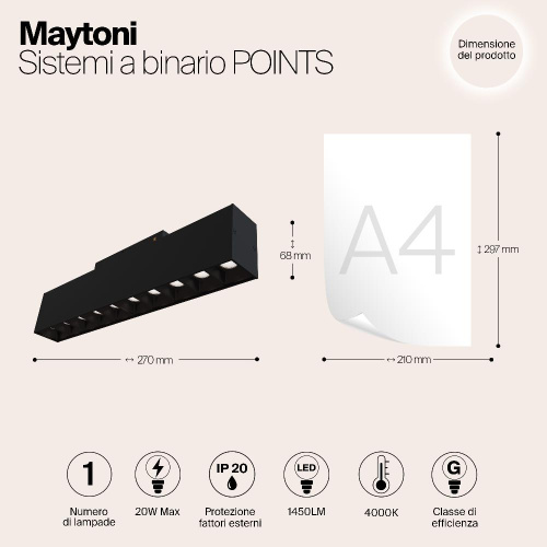 Трековый светодиодный светильник для магнитного шинопровода Maytoni Track Lamps TR014-2-20W4K-B Трековый светодиодный светильник для магнитного шинопровода Maytoni Track Lamps TR014-2-20W4K-B