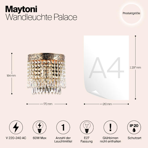 Настенный светильник Maytoni Palace DIA890-WL-01-G Настенный светильник Maytoni Palace DIA890-WL-01-G