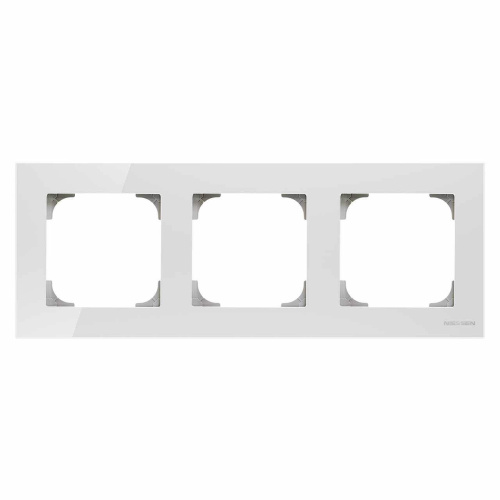 Рамка 3-постовая ABB Sky стекло белое 2CLA857300A3001 Рамка 3-постовая ABB Sky стекло белое 2CLA857300A3001