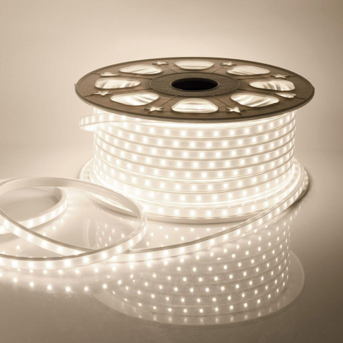 Светодиодная влагозащищенная лента Apeyron 6W/m 60LED/m 2835SMD теплый белый 25M 10-56 Светодиодная влагозащищенная лента Apeyron 6W/m 60LED/m 2835SMD теплый белый 25M 10-56