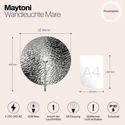 Настенный светильник Maytoni Mare MOD305WL-01CH Настенный светильник Maytoni Mare MOD305WL-01CH