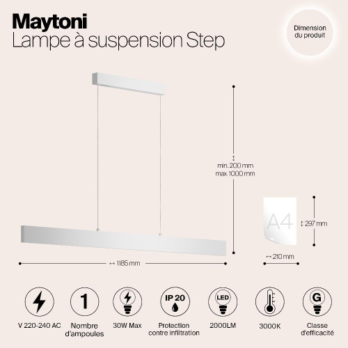 Подвесной светодиодный светильник Maytoni Step P010PL-L30W Подвесной светодиодный светильник Maytoni Step P010PL-L30W
