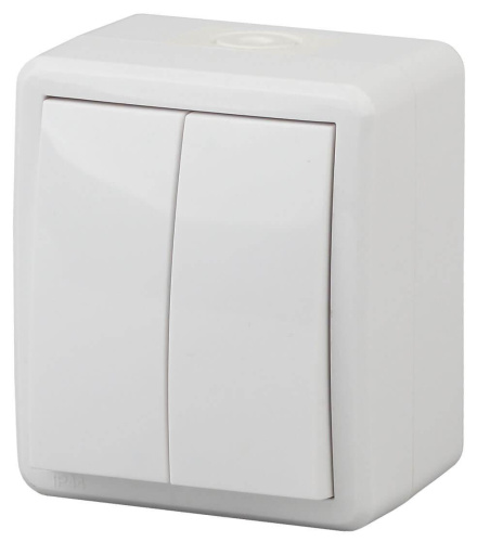 Выключатель двухклавишный ЭРА Эксперт 10AX 250V IP54 11-1404-01 Б0020675 Выключатель двухклавишный ЭРА Эксперт 10AX 250V IP54 11-1404-01 Б0020675