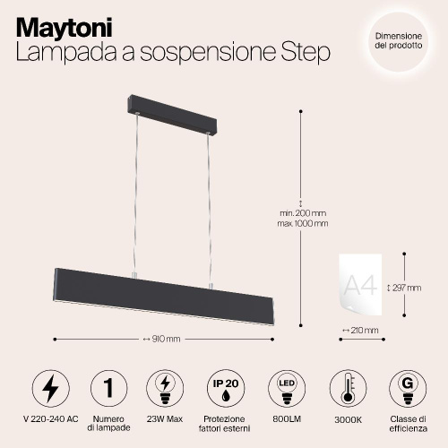 Подвесной светодиодный светильник Maytoni Step P010PL-L23B Подвесной светодиодный светильник Maytoni Step P010PL-L23B