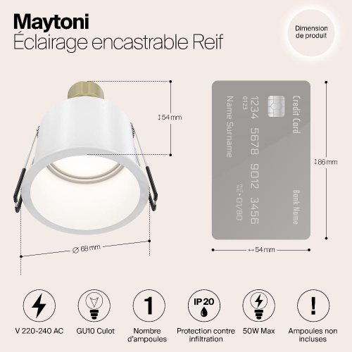 Встраиваемый светильник Maytoni Reif DL049-01W Встраиваемый светильник Maytoni Reif DL049-01W