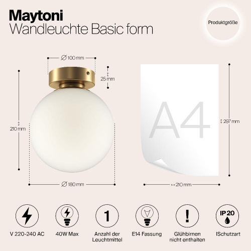 Потолочный светильник Maytoni Basic form MOD321WL-01G2 Потолочный светильник Maytoni Basic form MOD321WL-01G2