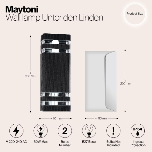 Уличный настенный светильник Maytoni Unter den Linden O578WL-02B Уличный настенный светильник Maytoni Unter den Linden O578WL-02B