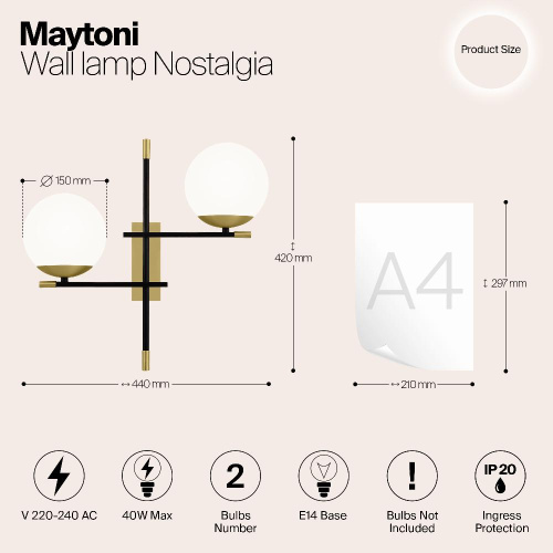 Бра Maytoni Nostalgia MOD050WL-02G Бра Maytoni Nostalgia MOD050WL-02G