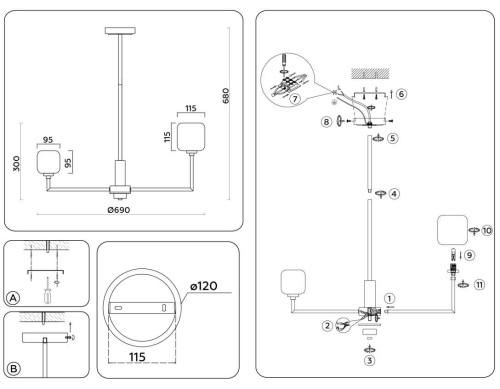 Подвесная люстра Ambrella light High Light LH53001 Подвесная люстра Ambrella light High Light LH53001