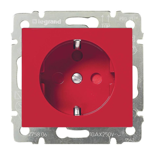 Розетка 2К+З Legrand Valena 16A 250V с/з со шторками винтовой зажим красная 774327 Розетка 2К+З Legrand Valena 16A 250V с/з со шторками винтовой зажим красная 774327