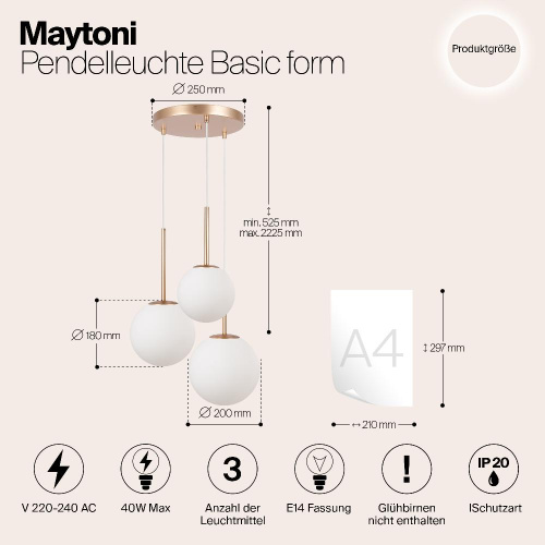 Подвесной светильник Maytoni MOD321PL-03G1 Подвесной светильник Maytoni MOD321PL-03G1