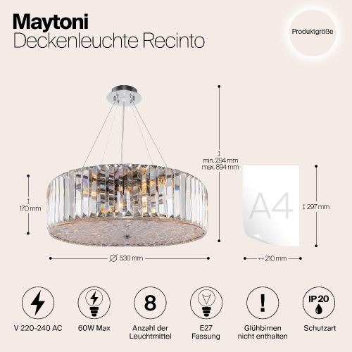 Подвесная люстра Maytoni Recinto MOD080CL-08CH Подвесная люстра Maytoni Recinto MOD080CL-08CH