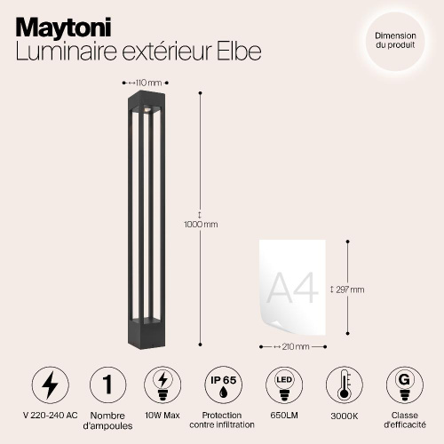 Уличный светодиодный светильник Maytoni Elbe O424FL-L10GF Уличный светодиодный светильник Maytoni Elbe O424FL-L10GF
