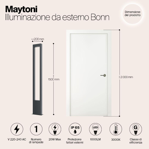 Уличный светодиодный светильник Maytoni Bonn O425FL-L20GF Уличный светодиодный светильник Maytoni Bonn O425FL-L20GF