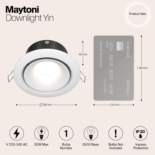 Встраиваемый светильник Maytoni Yin DL030-2-01W Встраиваемый светильник Maytoni Yin DL030-2-01W