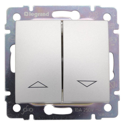 Переключатель управления жалюзи Legrand Valena Valena 10A 250V механическая блокировка алюминий 770104 Переключатель управления жалюзи Legrand Valena Valena 10A 250V механическая блокировка алюминий 770104