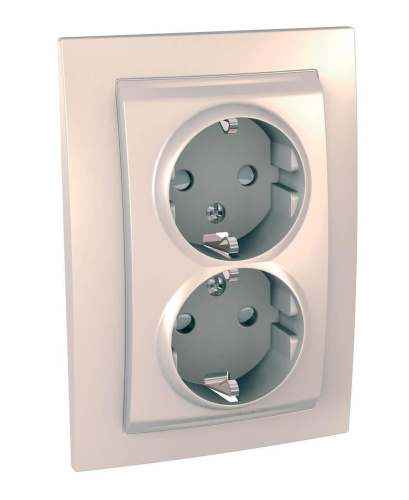 Розетка двойная Schneider Electric Unica с/з со шторками 10A 250V MGU23.067.25D Розетка двойная Schneider Electric Unica с/з со шторками 10A 250V MGU23.067.25D
