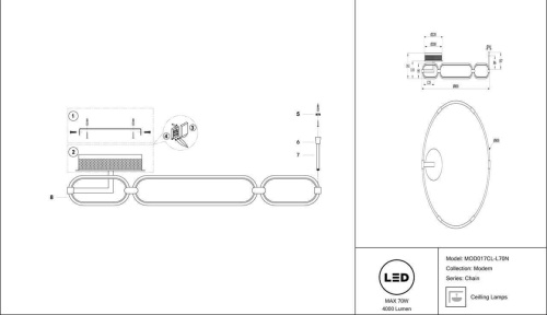 Потолочный светодиодный светильник Maytoni Chain MOD017CL-L70N Потолочный светодиодный светильник Maytoni Chain MOD017CL-L70N