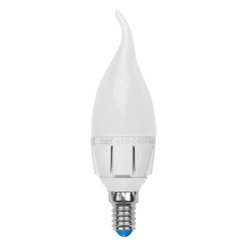 Лампа светодиодная диммируемая Uniel E14 6W 3000K матовая LED-CW37-6W/WW/E14/FR/DIM PLP01WH UL-00000691 Лампа светодиодная диммируемая Uniel E14 6W 3000K матовая LED-CW37-6W/WW/E14/FR/DIM PLP01WH UL-00000691