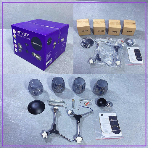 Потолочная люстра Seven Fires Mouzes SF3328/4C-BK-CR-SMK Потолочная люстра Seven Fires Mouzes SF3328/4C-BK-CR-SMK