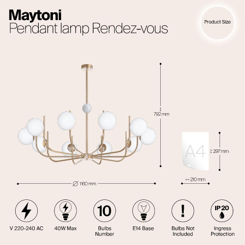 Подвесная люстра Maytoni Rendez-Vous MOD109PL-10BS Подвесная люстра Maytoni Rendez-Vous MOD109PL-10BS