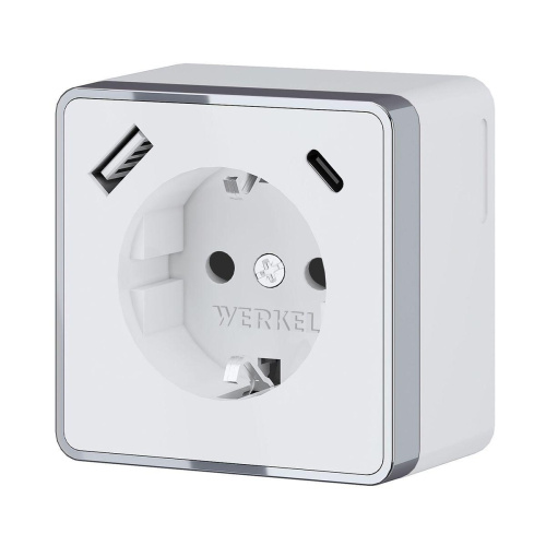 Розетка с заземлением, шторками и USB тип A+C Werkel Gallant белый W5071701 4690389179594 Розетка с заземлением, шторками и USB тип A+C Werkel Gallant белый W5071701 4690389179594