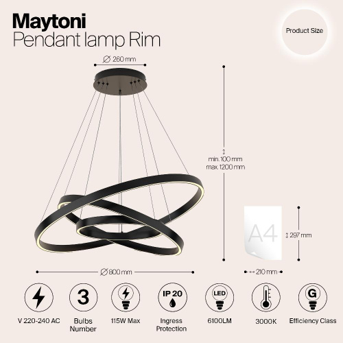 Подвесной светильник Maytoni MOD058PL-L100B3K Подвесной светильник Maytoni MOD058PL-L100B3K