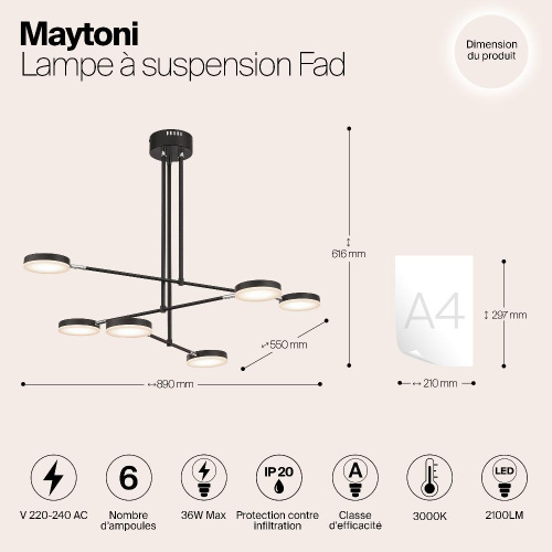 Подвесной светодиодный светильник Maytoni Fad MOD070PL-L38B3K Подвесной светодиодный светильник Maytoni Fad MOD070PL-L38B3K