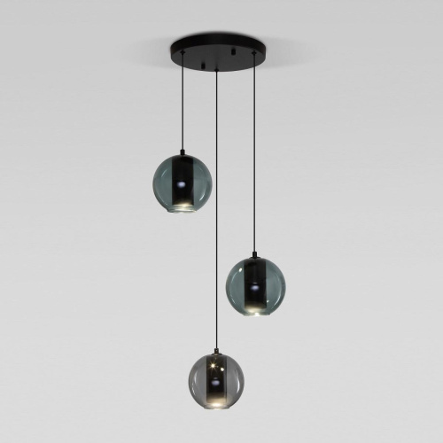 Подвесная светодиодная люстра Eurosvet Cobble 50258/3 LED дымчатый/бирюзовый Подвесная светодиодная люстра Eurosvet Cobble 50258/3 LED дымчатый/бирюзовый